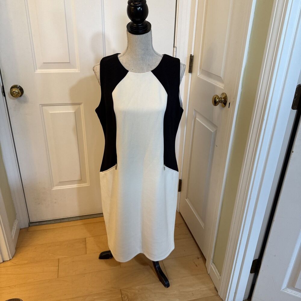 SHIFT DRESS DR Collection Women’s Size 16 Black And Ivory Sleeveless Shift Dress